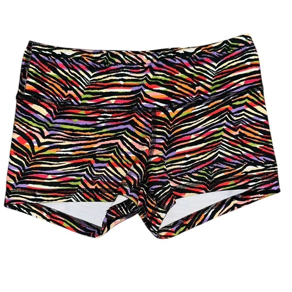 FLEO WZA Exclusive Rainbow Zebra Print Shorts Women’s Size XS Colorful Sporty